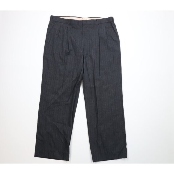 Vintage 70s Streetwear Mens 40x29 Worsted Wool Knit Striped Wide Leg Chino Pants